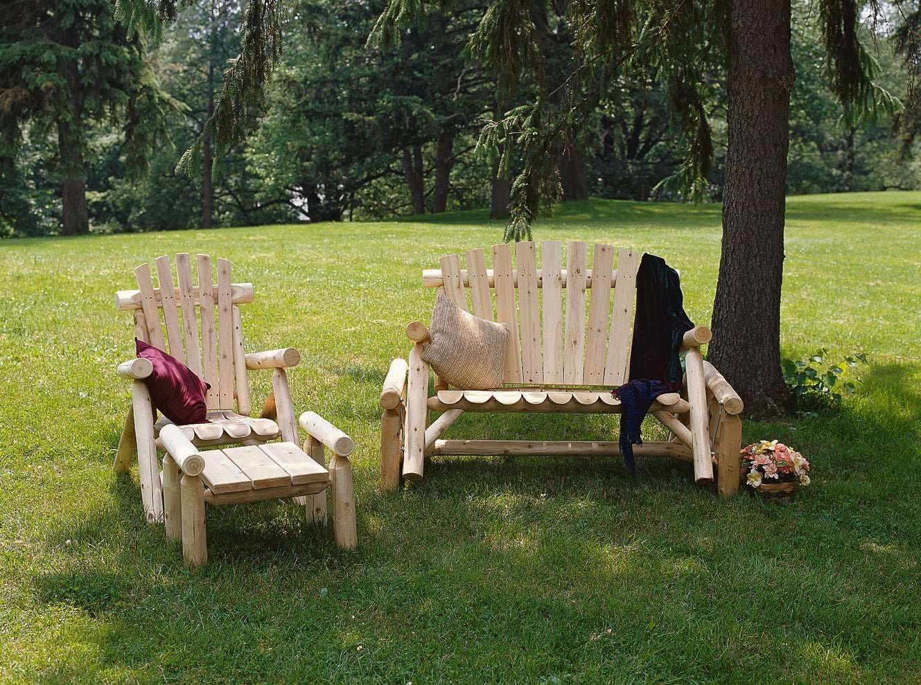 Rustic Northern White Cedar Log Ottoman – USA Made - Outdoorsiness