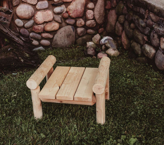 Rustic Northern White Cedar Log Ottoman – USA Made - Outdoorsiness