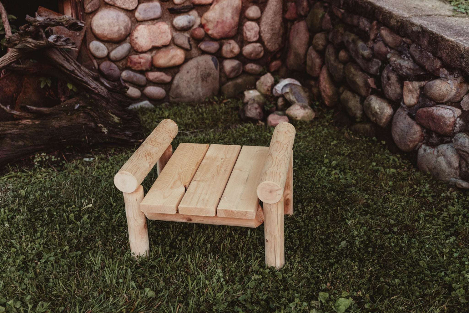 Rustic Northern White Cedar Log Ottoman – USA Made - Outdoorsiness