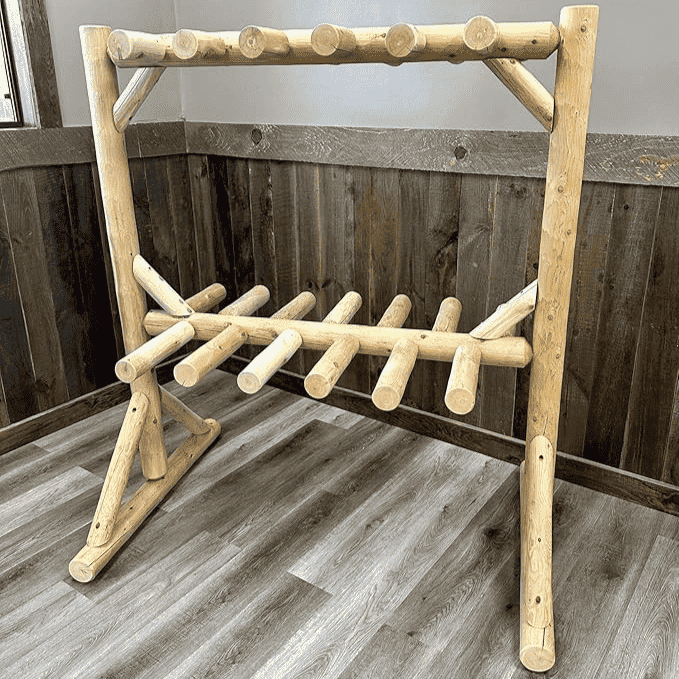 Rustic Northern White Cedar Log Ski & Snowboard Storage Rack – USA Made - Outdoorsiness