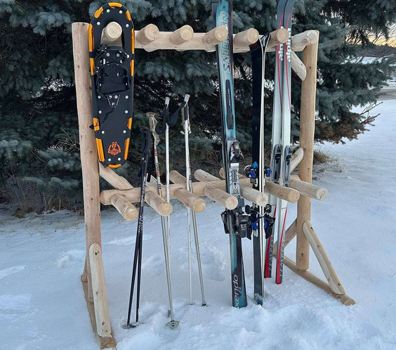 Rustic Northern White Cedar Log Ski & Snowboard Storage Rack – USA Made - Outdoorsiness