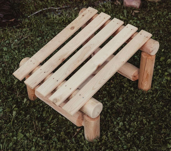 Rustic Northern White Cedar Log Slanted Ottoman – USA Made - Outdoorsiness