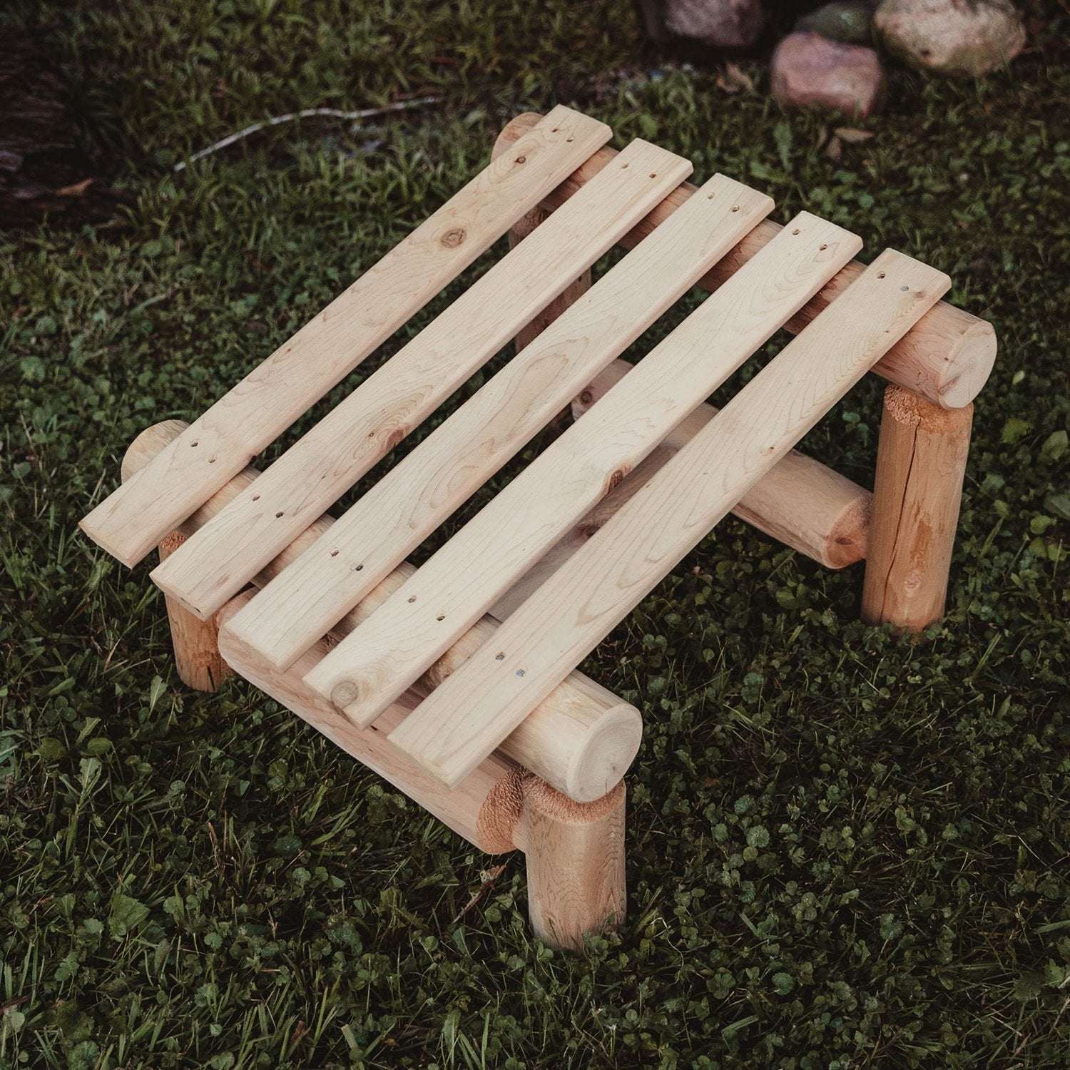 Rustic Northern White Cedar Log Slanted Ottoman – USA Made - Outdoorsiness