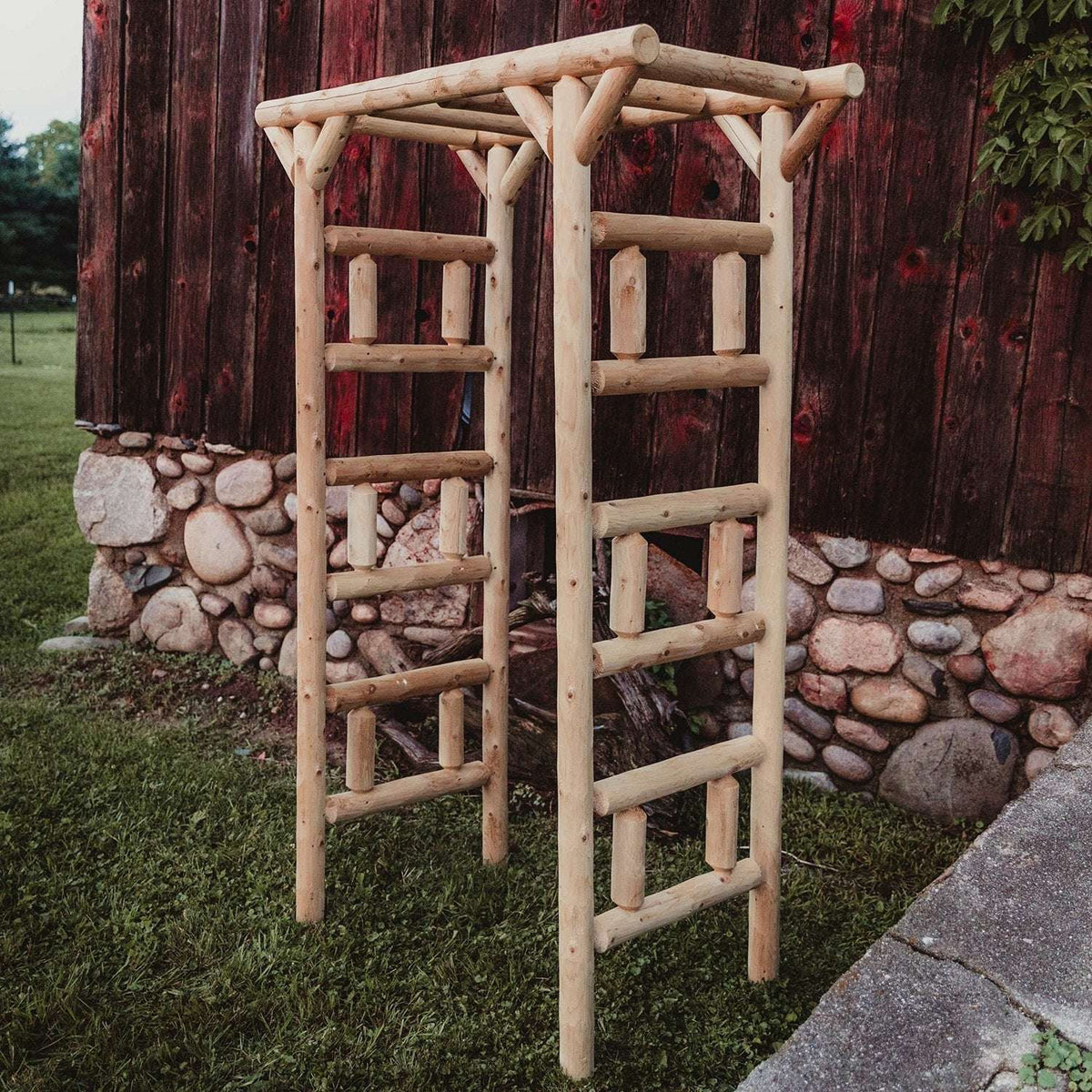 Rustic Northern White Cedar Log Small Garden Arbor – USA Made - Outdoorsiness