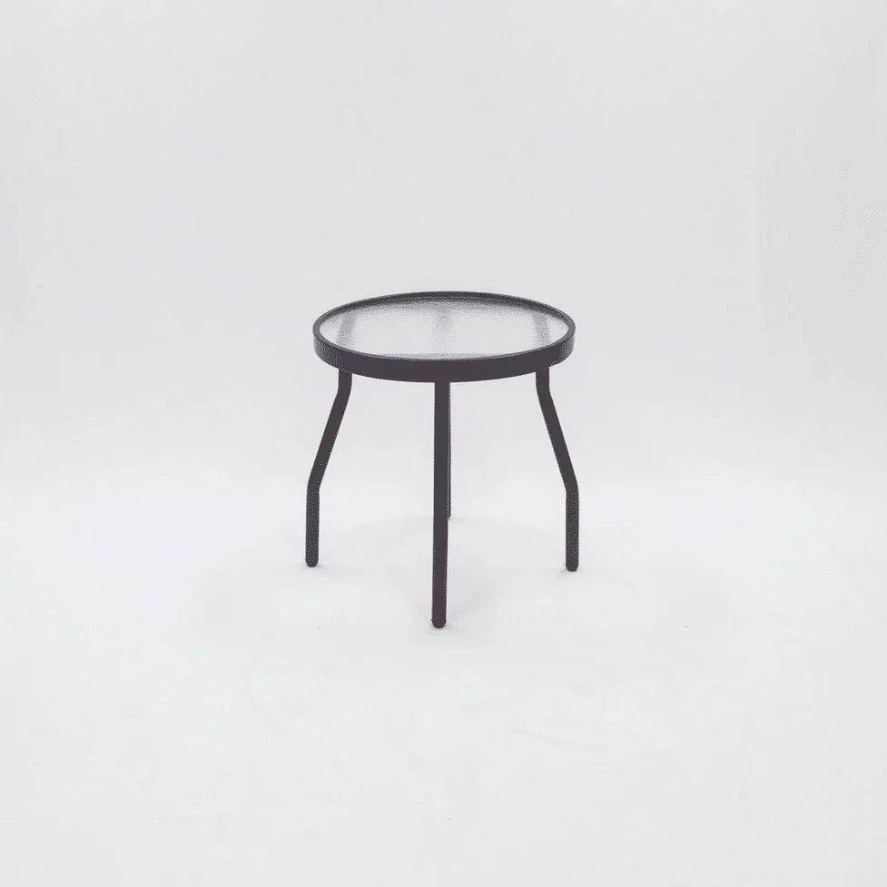 Beach Club 18in Round Acrylic Pool Side Table with Angle Frame – Round Tubing