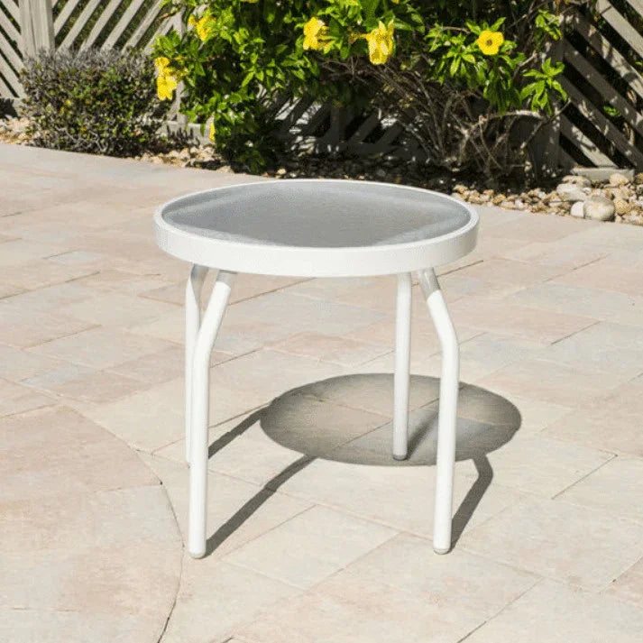 Beach Club 18in Round Acrylic Pool Side Table – Round Aluminum Tubing
