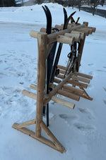 Cedar Log Ski Rack – Angle View – Northern White Cedar