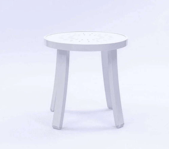 Skyline 18in Round Heavy Duty Aluminum Pool Side Table – Punched Top - Outdoorsiness
