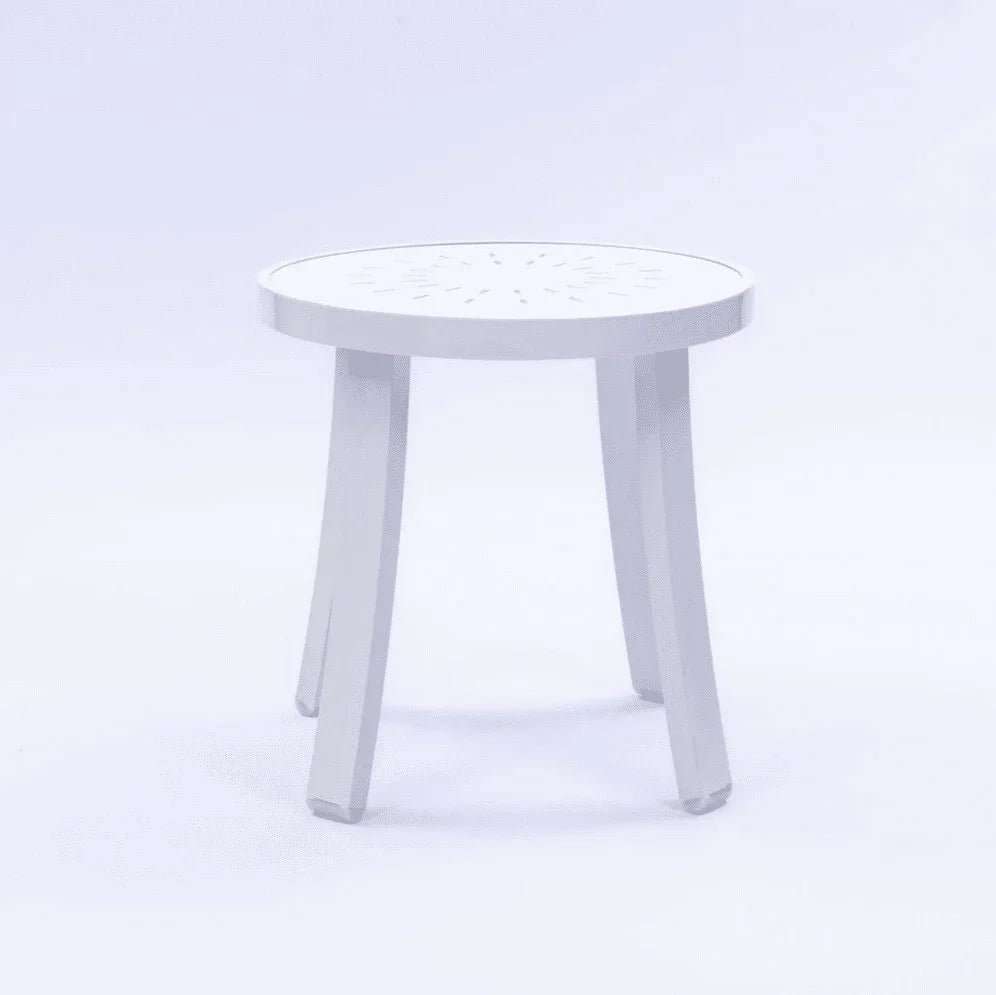 Skyline 18in Round Heavy Duty Aluminum Pool Side Table – Punched Top - Outdoorsiness