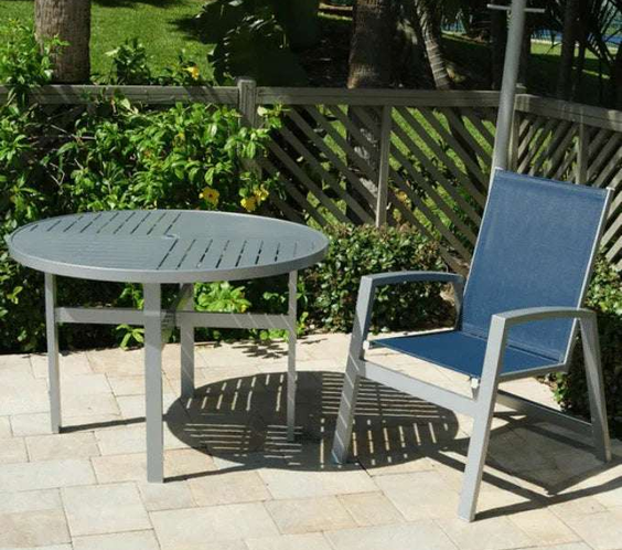 Skyline 42in Heavy Duty Aluminum Commercial Pool Patio Table – Punched Top - Outdoorsiness