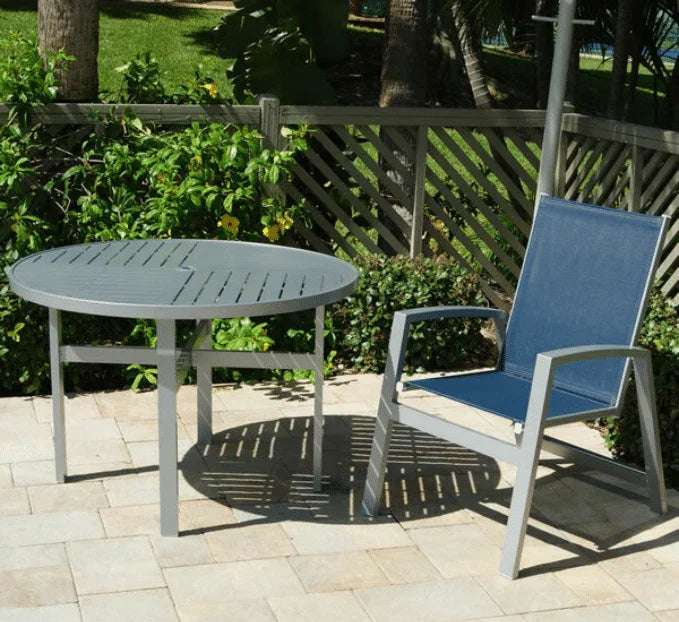 Skyline 42in Heavy Duty Aluminum Commercial Pool Patio Table – Punched Top - Outdoorsiness