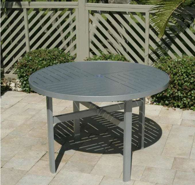 Skyline 42in Heavy Duty Aluminum Commercial Pool Patio Table – Punched Top - Outdoorsiness