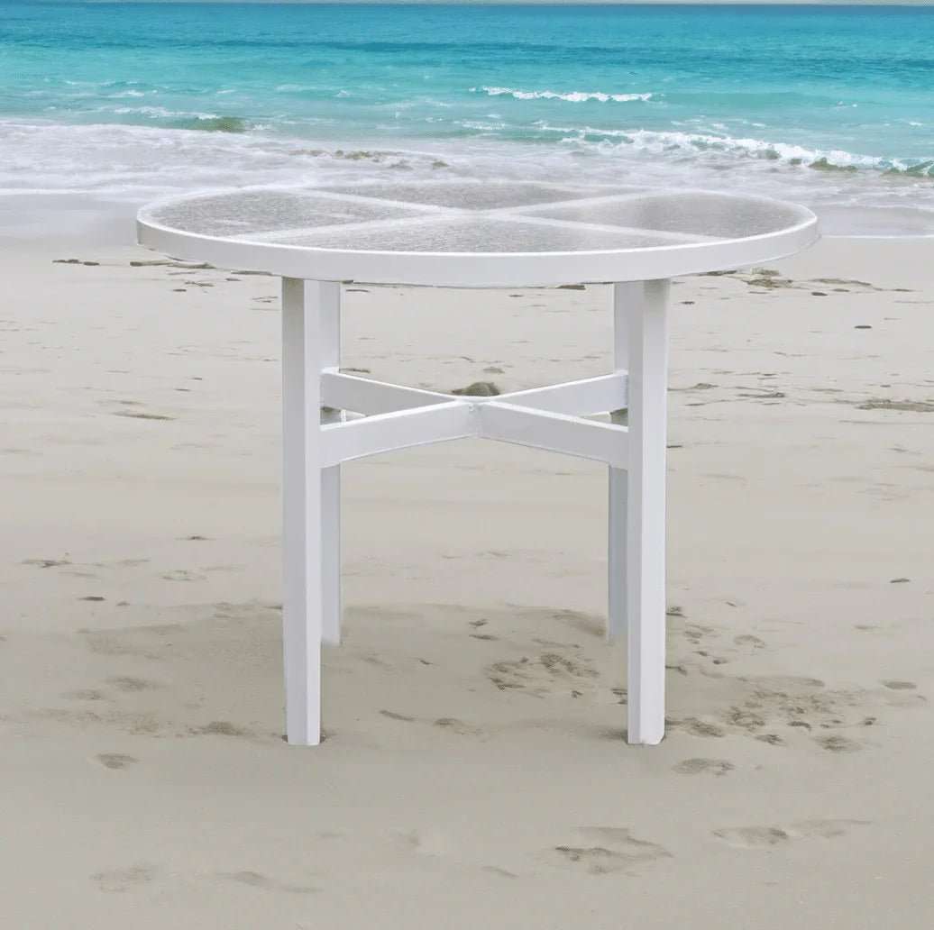 Skyline 42in Round Heavy Duty Acrylic Commercial Pool Patio Table – Aluminum Frame - Outdoorsiness