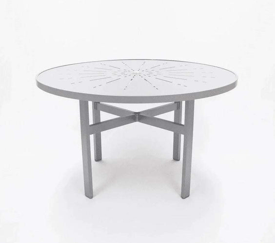 Skyline 48in Heavy Duty Aluminum Commercial Pool Patio Table – Punched Top - Outdoorsiness