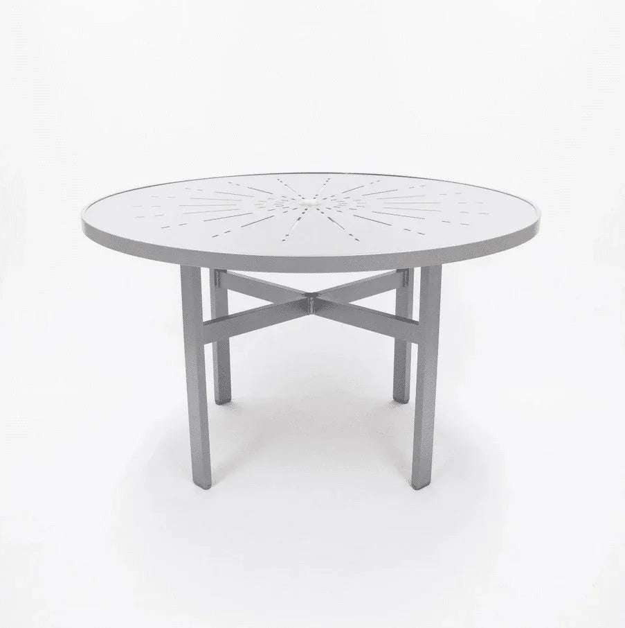 Skyline 48in Heavy Duty Aluminum Commercial Pool Patio Table – Punched Top - Outdoorsiness