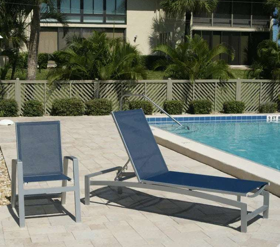 Skyline Modern Commercial Sling Pool Side Dining Chair - Outdoorsiness