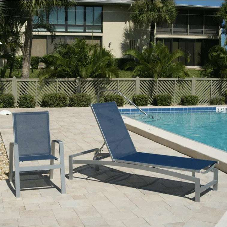 Skyline Modern Commercial Sling Pool Side Dining Chair - Outdoorsiness