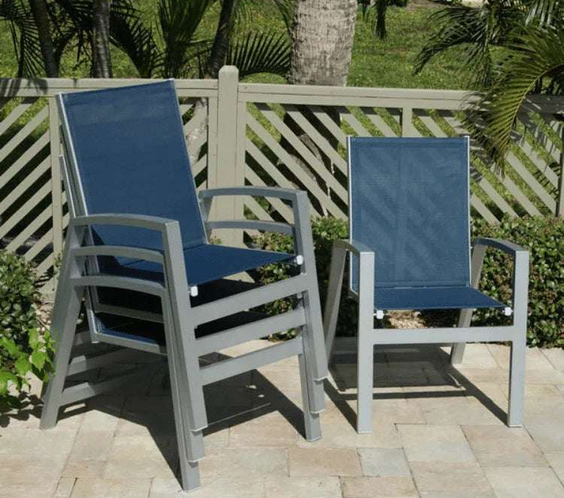 Skyline Modern Commercial Sling Pool Side Dining Chair - Outdoorsiness