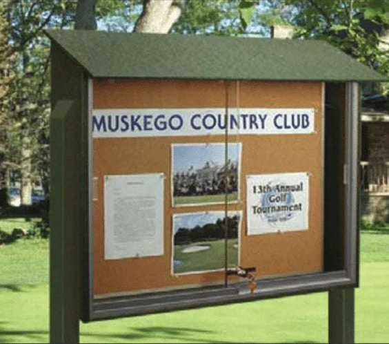 Sliding Door 45" x 30" Cork Outdoor Message Centers - Outdoorsiness