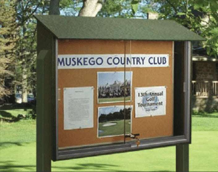 Sliding Door 45" x 30" Cork Outdoor Message Centers - Outdoorsiness