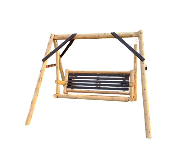 ThermaFusion Cedar Log 4-Foot Yard Swing – Northern White Cedar & Red Oak – USA Made - Outdoorsiness