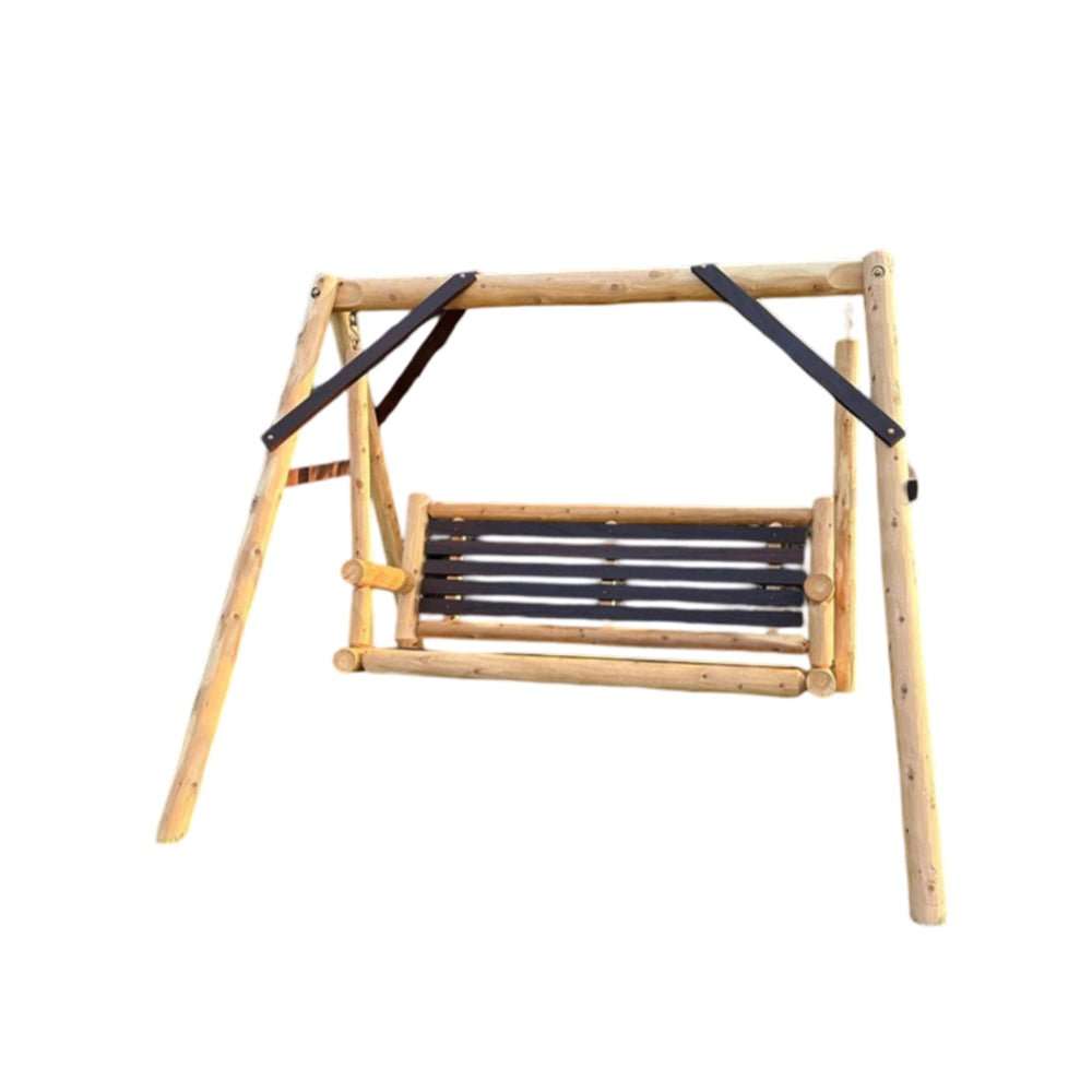 ThermaFusion Cedar Log 4-Foot Yard Swing – Northern White Cedar & Red Oak – USA Made - Outdoorsiness