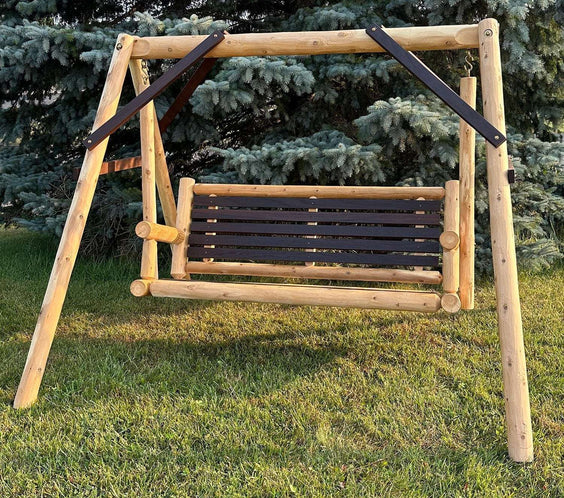 ThermaFusion Cedar Log 4-Foot Yard Swing – Northern White Cedar & Red Oak – USA Made - Outdoorsiness