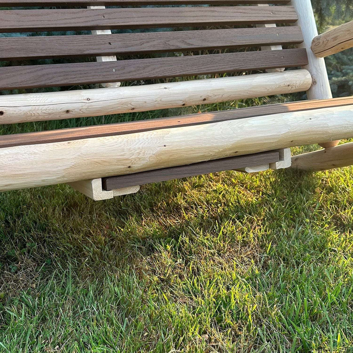 ThermaFusion Cedar Log 5-Foot Loveseat with Tete-A-Tete Table – Red Oak – USA Made - Outdoorsiness
