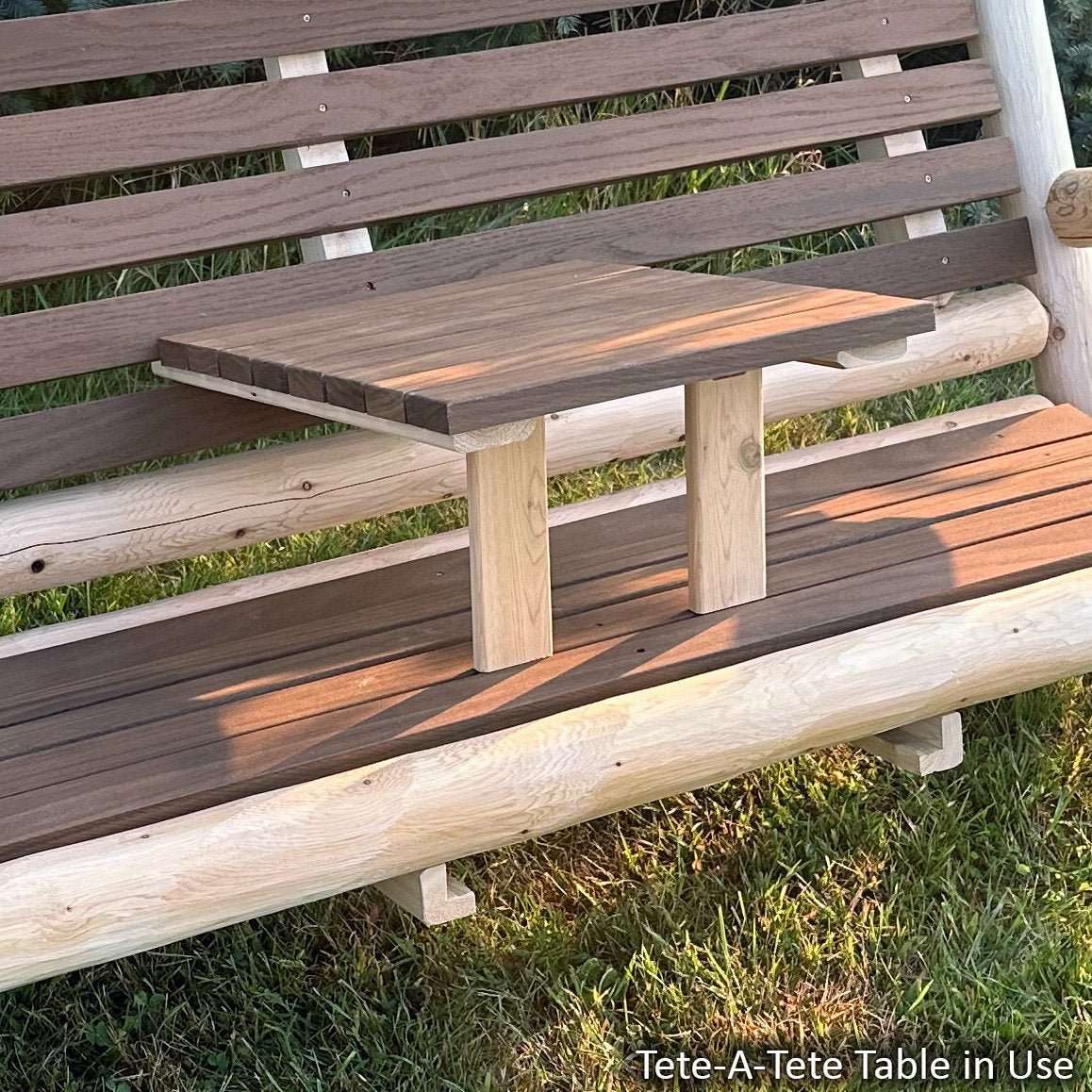 ThermaFusion Cedar Log 5-Foot Loveseat with Tete-A-Tete Table – Red Oak – USA Made - Outdoorsiness