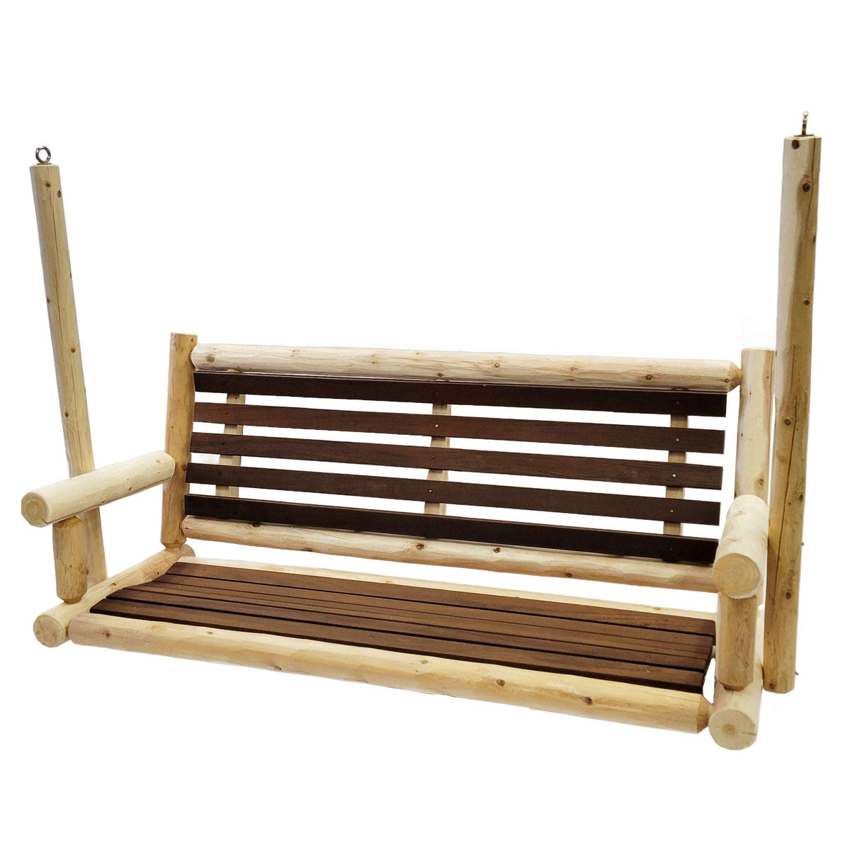 ThermaFusion Cedar Log 5-Foot Porch Swing – Northern White Cedar & Red Oak – USA Made - Outdoorsiness