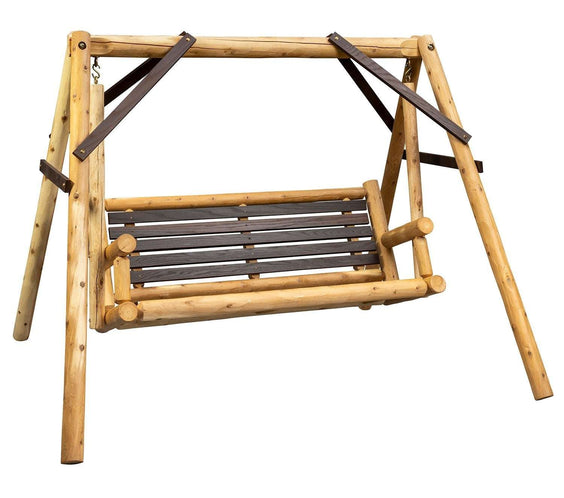 ThermaFusion Cedar Log 5-Foot Yard Swing – Northern White Cedar & Red Oak – USA Made - Outdoorsiness