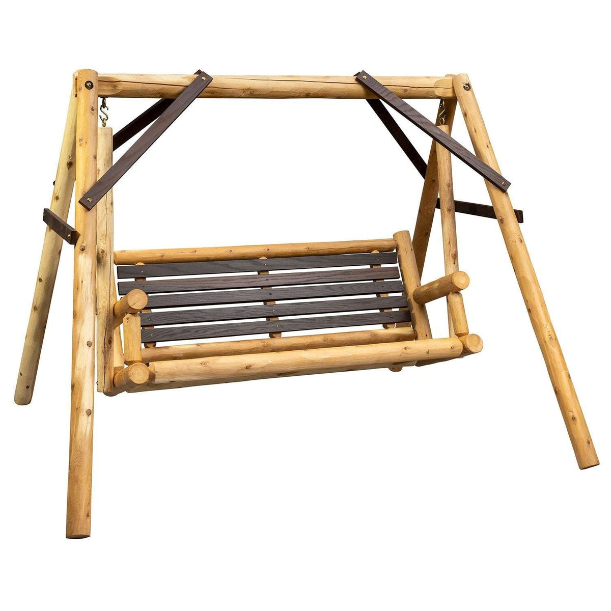 ThermaFusion Cedar Log 5-Foot Yard Swing – Northern White Cedar & Red Oak – USA Made - Outdoorsiness