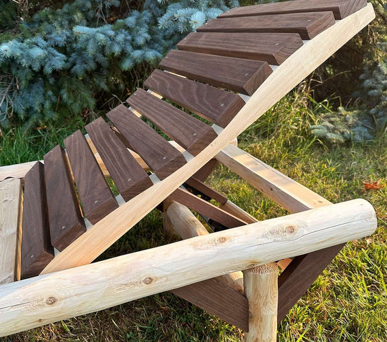 ThermaFusion Cedar Log Chaise Lounge – Northern White Cedar & Red Oak – USA Made - Outdoorsiness