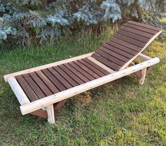 ThermaFusion Cedar Log Chaise Lounge – Northern White Cedar & Red Oak – USA Made - Outdoorsiness