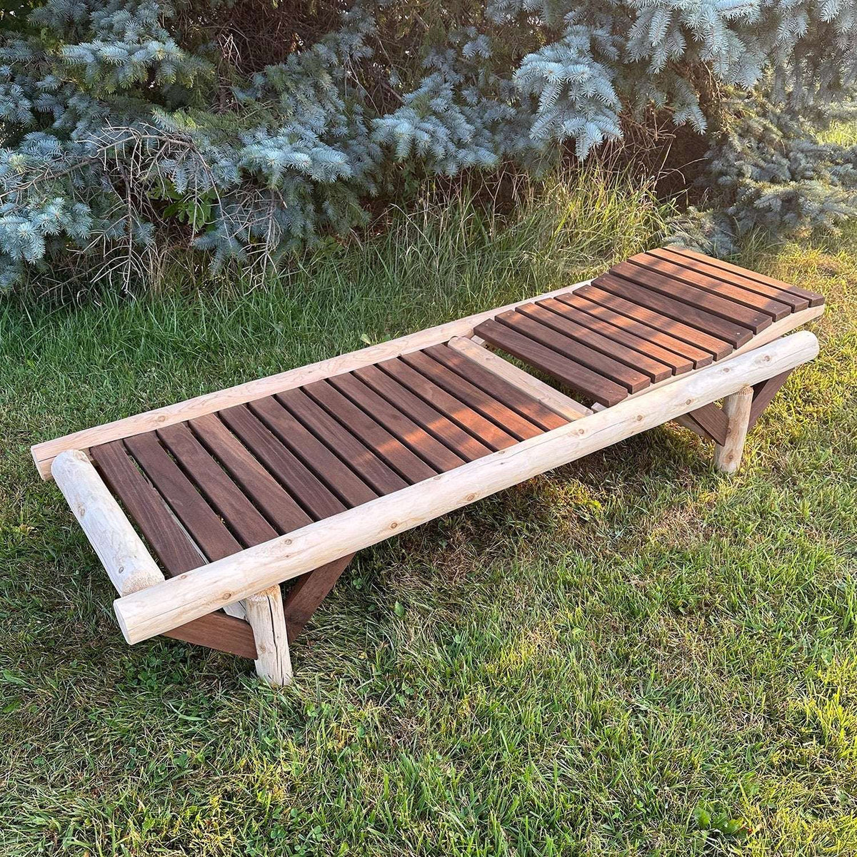 ThermaFusion Cedar Log Chaise Lounge – Northern White Cedar & Red Oak – USA Made - Outdoorsiness