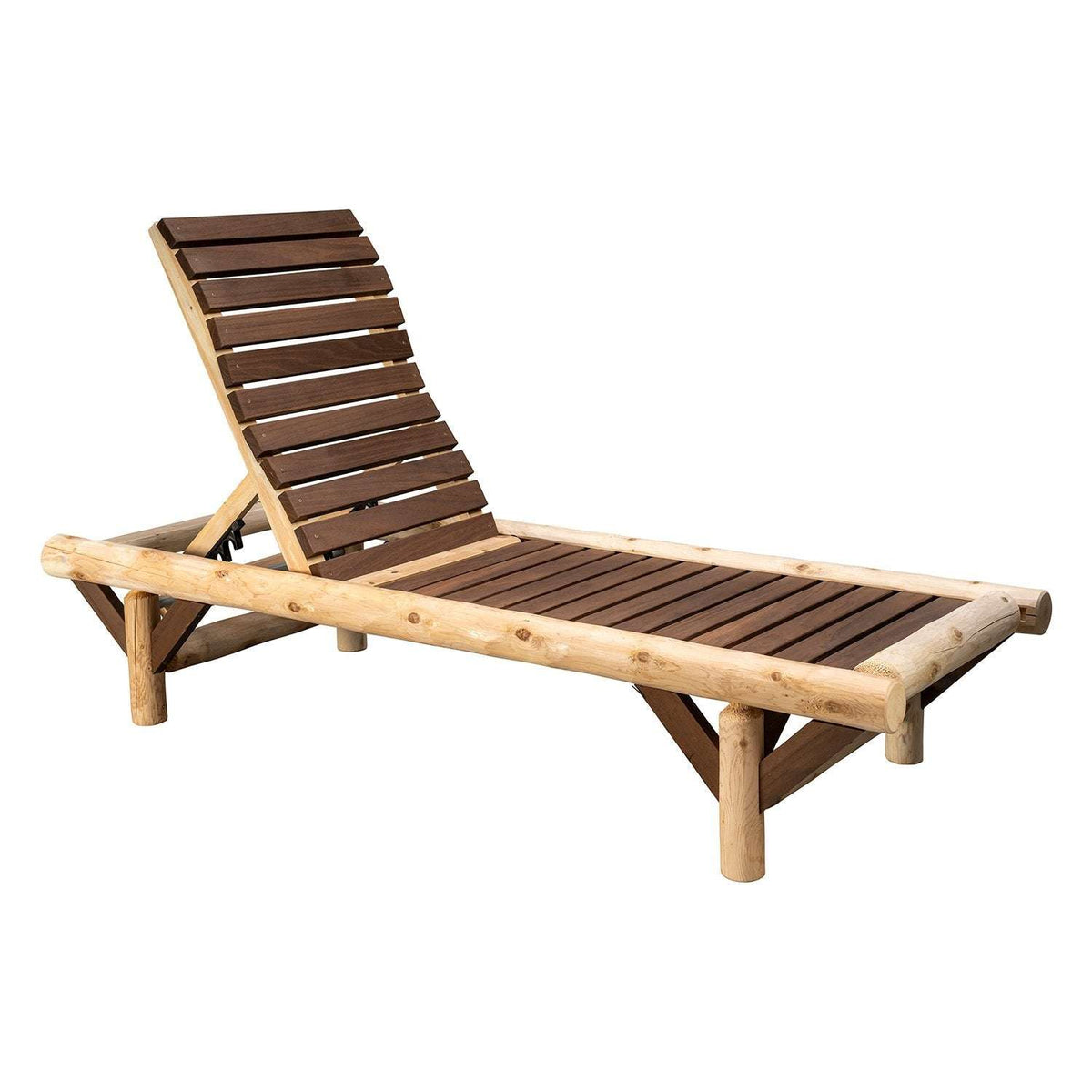 ThermaFusion Cedar Log Chaise Lounge – Northern White Cedar & Red Oak – USA Made - Outdoorsiness