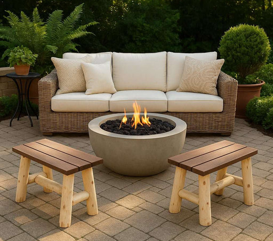 ThermaFusion Cedar Log End Table – Northern White Cedar & Red Oak – USA Made - Outdoorsiness
