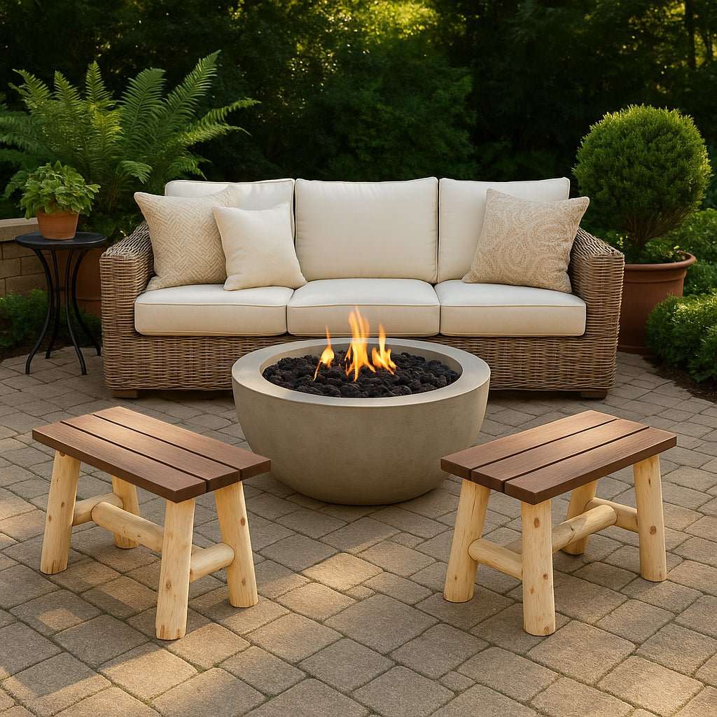 ThermaFusion Cedar Log End Table – Northern White Cedar & Red Oak – USA Made - Outdoorsiness