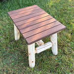 ThermaFusion Cedar Log End Table – Northern White Cedar & Red Oak – USA Made - Outdoorsiness