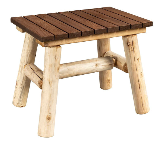 ThermaFusion Cedar Log End Table – Northern White Cedar & Red Oak – USA Made - Outdoorsiness