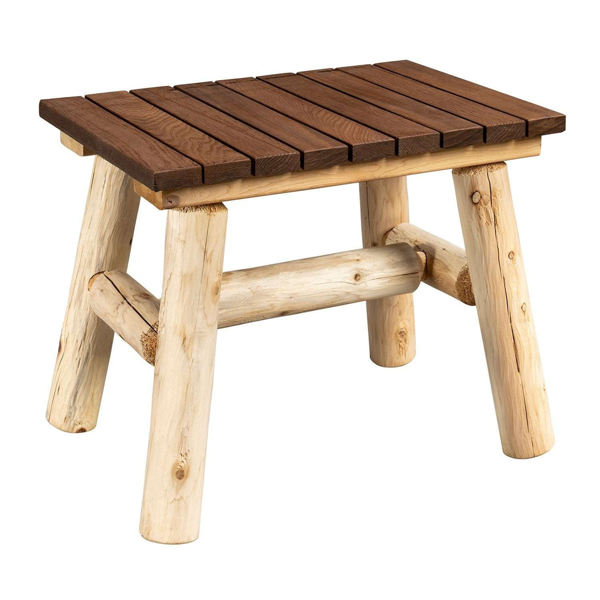 ThermaFusion Cedar Log End Table – Northern White Cedar & Red Oak – USA Made - Outdoorsiness