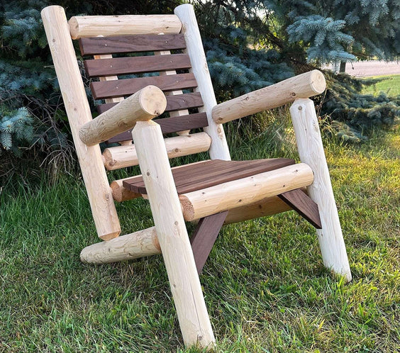 ThermaFusion Cedar Log Lounge Chair – Northern White Cedar & Red Oak – USA Made - Outdoorsiness