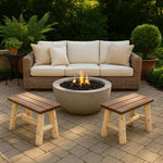 ThermaFusion Cedar Log Patio End Table – Northern White Cedar & Red Oak – USA Made - Outdoorsiness