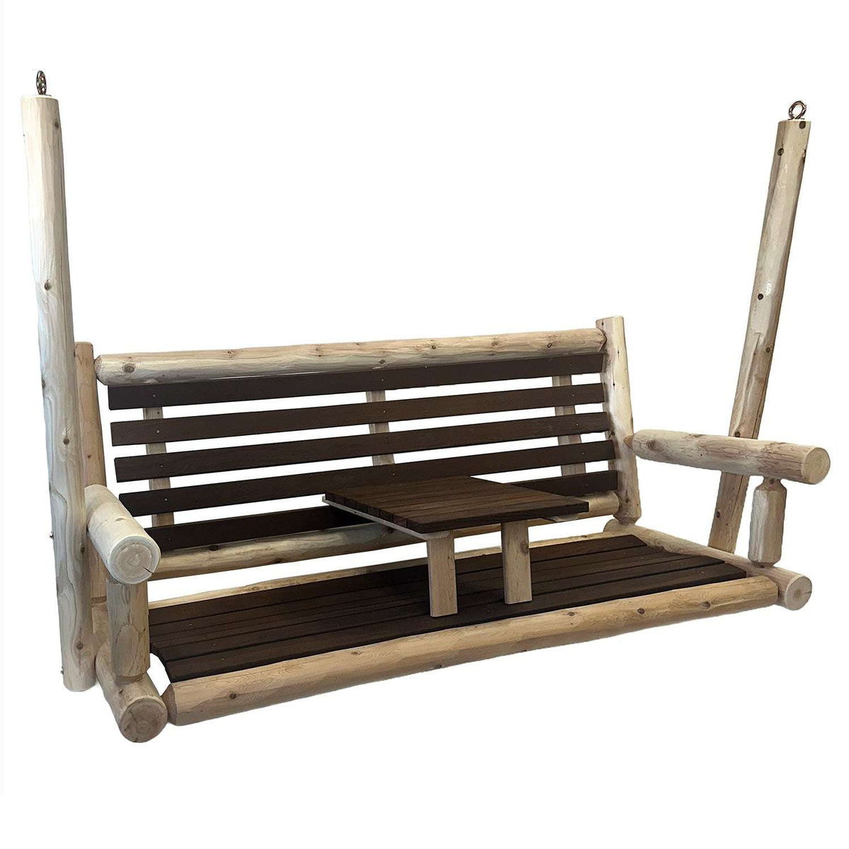 ThermaFusion Cedar Log Tete-A-Tete Porch Swing – Northern White Cedar & Red Oak – USA Made - Outdoorsiness