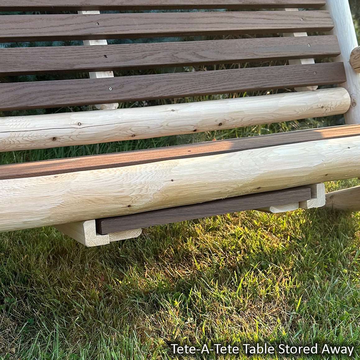 ThermaFusion Cedar Log Tete-A-Tete Porch Swing – Northern White Cedar & Red Oak – USA Made - Outdoorsiness