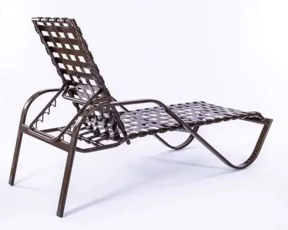 Vinyl Basket Weave Classic Commercial Pool Chaise Lounge with Armrests – 14in - Outdoorsiness