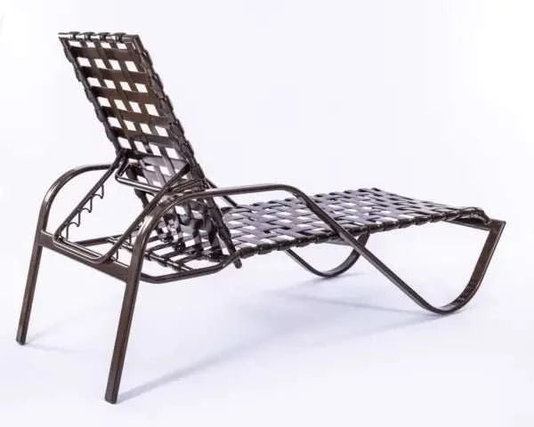 Vinyl Basket Weave Classic Commercial Pool Chaise Lounge with Armrests – 14in - Outdoorsiness