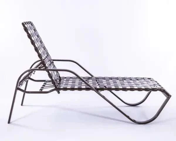 Vinyl Basket Weave Classic Commercial Pool Chaise Lounge with Armrests – 14in - Outdoorsiness