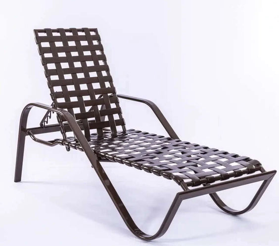 Vinyl Basket Weave Classic Commercial Pool Chaise Lounge with Armrests – 14in - Outdoorsiness