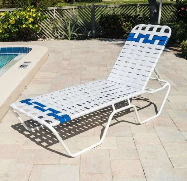 Vinyl Basket Weave Commercial Pool Chaise Lounge – 14in - Outdoorsiness